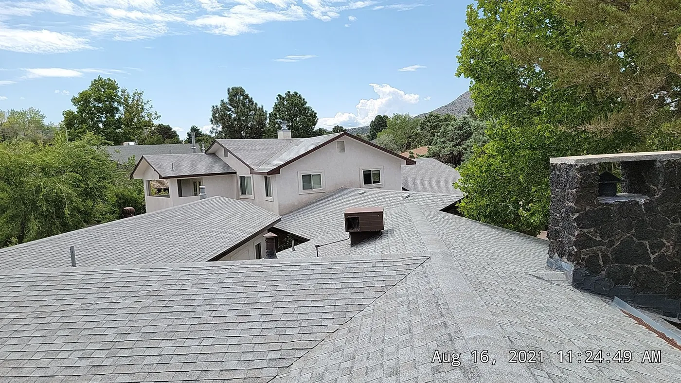 Shingle roof on a two-storey home