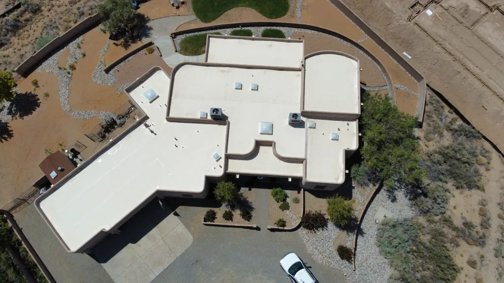 Aerial view of a flat roof